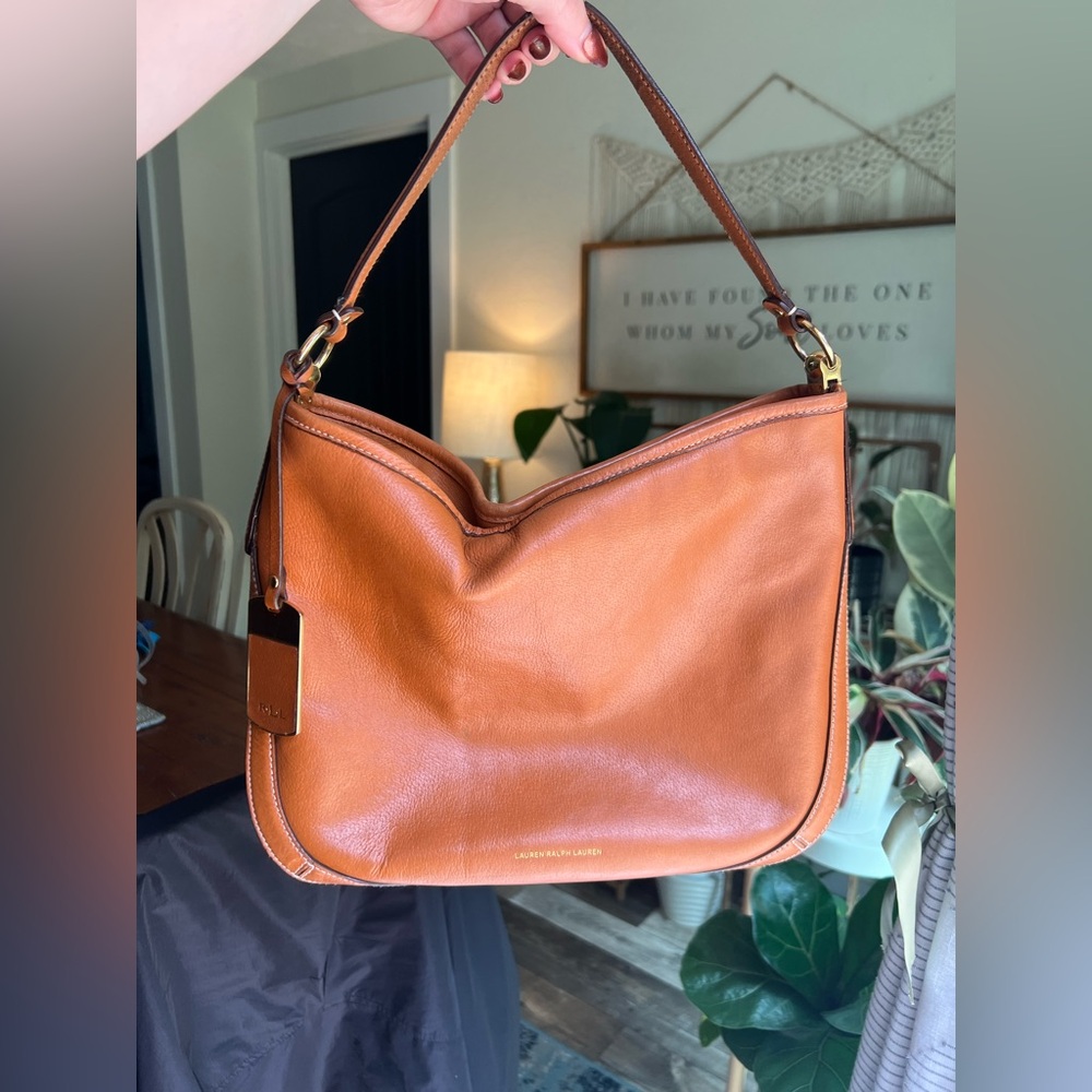 Lauren Ralph Lauren Leather Shoulder Hobo Bag